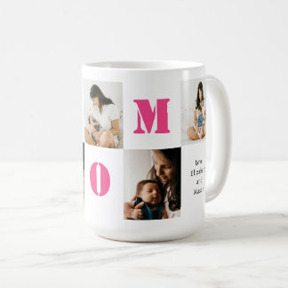 Mug MOM Cœur Rose 5 Photos Personnalisées