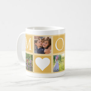 Mug Mom Custom 5 Photos Hearts Yellow