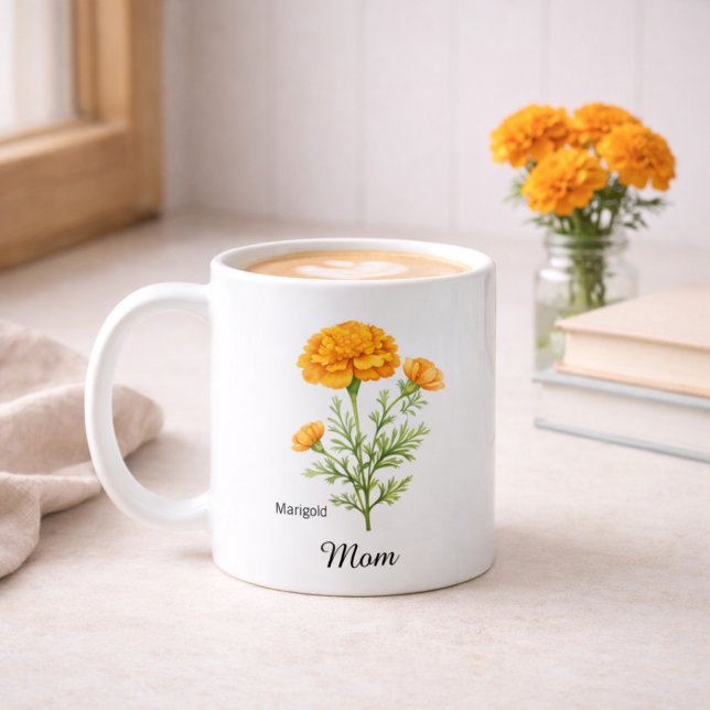Mug Mom October Birth Flower Marigold (Créateur téléchargé)