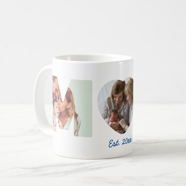 Mug MOM Photo Letters Est. Date 1ère mère (Devant gauche)