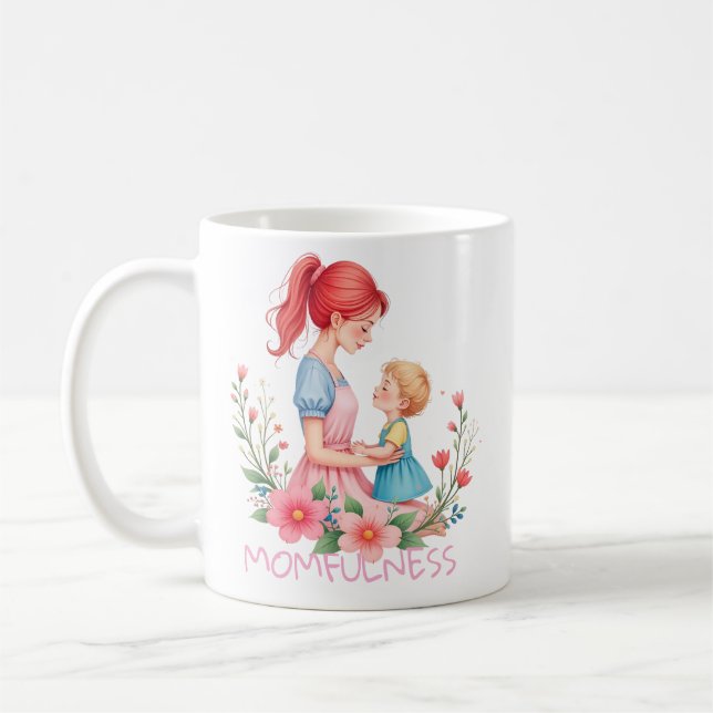 Mug Momfulness Watercolor Mother & Child Art (Gauche)