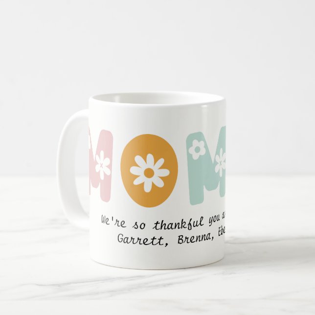 Mug Momma Floral Pastel Colors de la mère (Devant gauche)