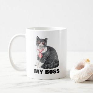 Mug Mon chat est mon patron lunettes de soleil cravate