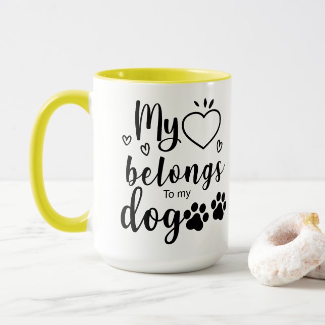 Mug Mon coeur appartient à mon chien (Avec donut)