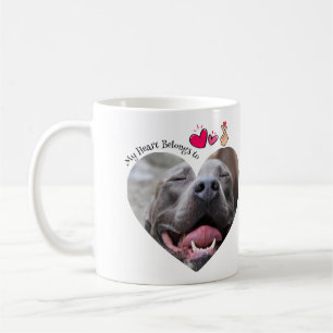 Mug Mon coeur appartient à Pitbull chien photo personn