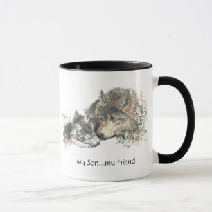 Mug Mon Fils... mon Ami Aquarelle Wolf Art