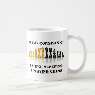 Mug Mon jour se compose manger, dormant jouant aux