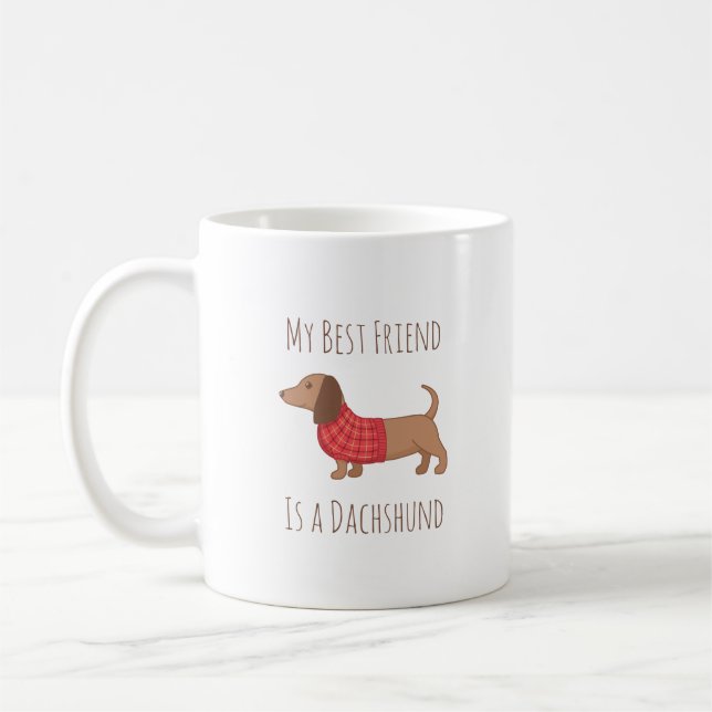 Mug Mon meilleur ami est Dachshund Wiener Dog Red Swea (Gauche)
