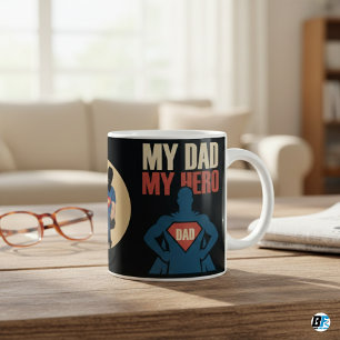 Mug Mon père, mon héros Fête des pères 2 photos sur