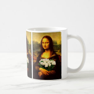Mug Mona Lisa Avec Bouquet De Roses Blanches