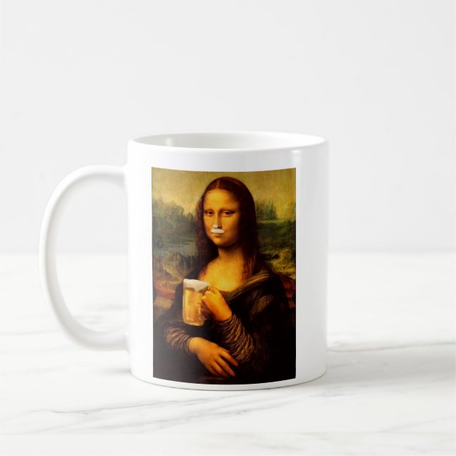 Mug Mona Lisa buvant de la bière Amateurs de bière (Gauche)