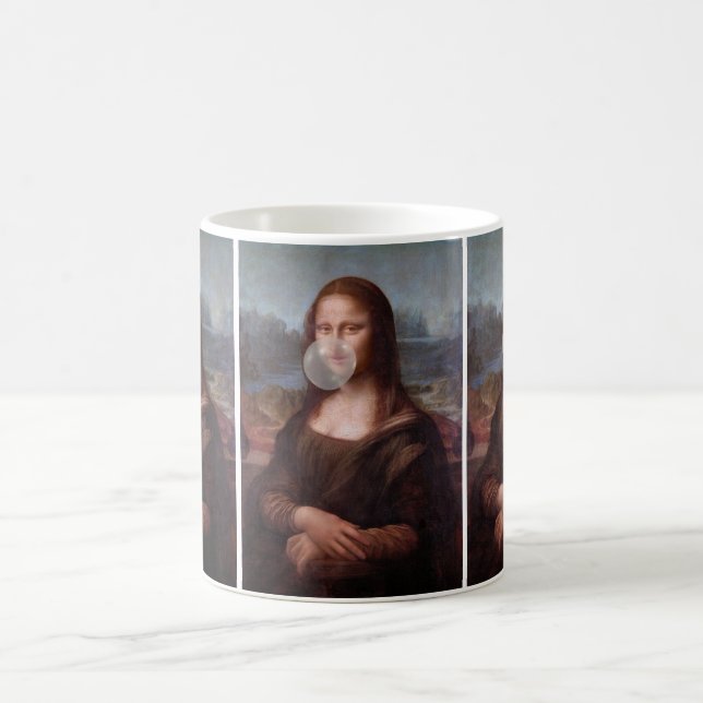 Mug Mona Lisa souffle de bulle grise gomme (Centre)