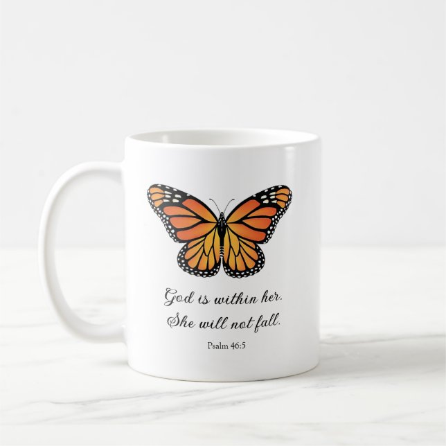 Mug Monarch Bouteille de café papillon Dieu est dans e (Gauche)