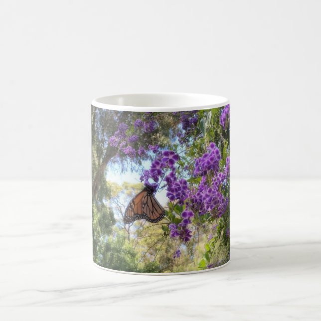 Mug Monarch Butterfly on Purple Flowers (Centre)