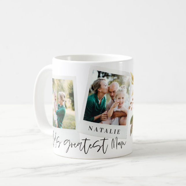 Mug monde la plus grande maman aquarelle photo florale (Devant gauche)