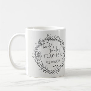 Mug monde meilleur enseignant moderne minima couronne