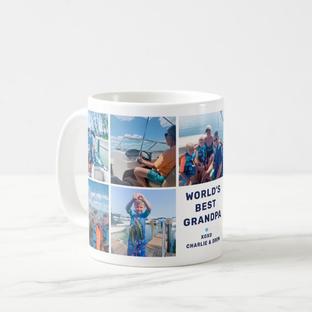 Mug Monde meilleur grand-père moderne marine photo Col (Devant gauche)