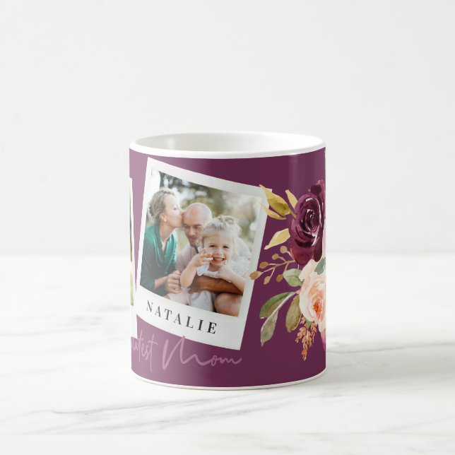 Mug monde plus grande maman aquarelle photo florale (Centre)