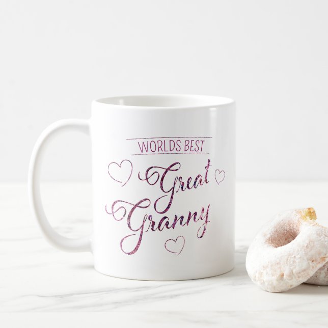 Mug Mondes Meilleur Grand Granny faux brillant rose vi (Avec donut)