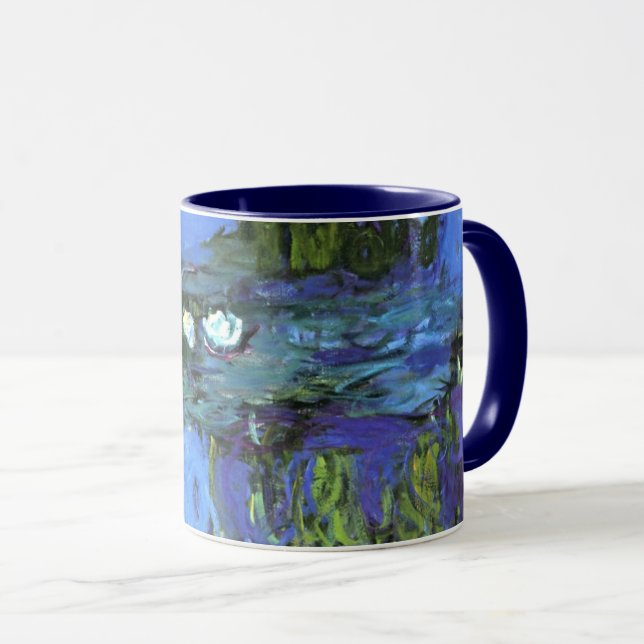 Mug Monet - Lys d'eau, Indigo bleu, (Devant droit)