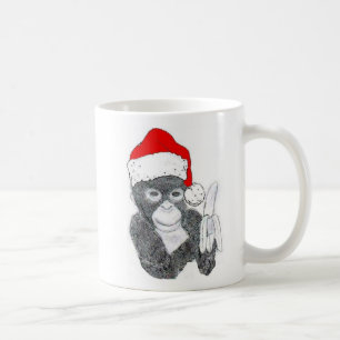 MUG MONKEY AVEC LE CASQUETTE DE PÈRE NOËL ET LA