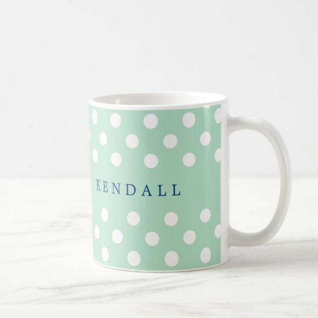 Mug Monnaie personnalisée Pois vert et blanc (Droite)