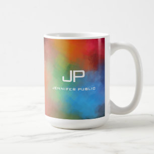 Mug Mono Gram Arc-en-ciel coloré Abstrait