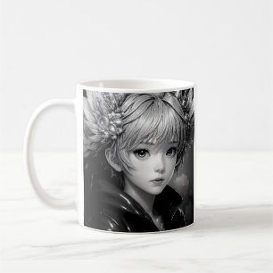 Mug Monochrome Anime Girl