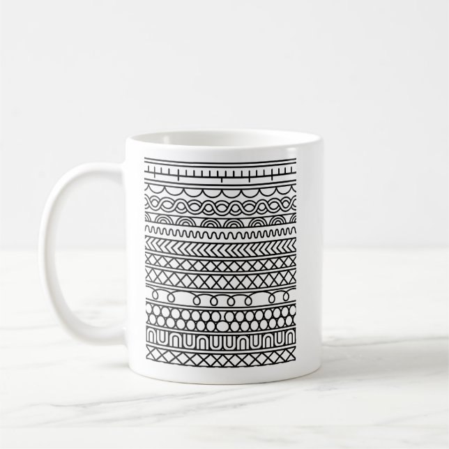 Mug Monochrome Boho Knit Sampler | Tribal Geometric (Gauche)