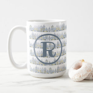 Mug MONOGRAM Aquarelle Amsterdam House Motif néerlanda