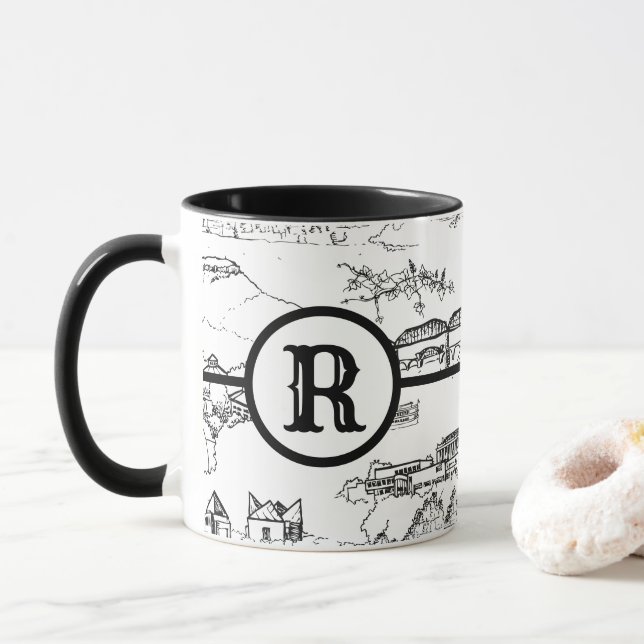 Mug Monogram Chattanooga Toile Musique (Avec donut)