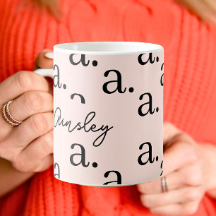 Mug Monogram Classic Elegant Cute Script Name Motif