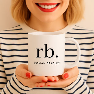 Mug Monogram Classic Elegant Minimum Black and White