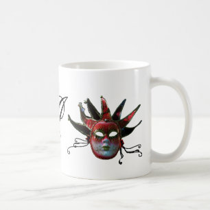 Mug MONOGRAM DE MASQUE JESTER ROUGE NOIR, Fête Masquer