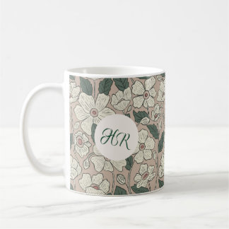 Mug Monogram Hand Drawn Floral Gift for Mom