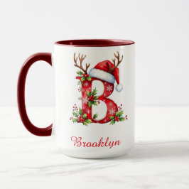 Mug Monogram initial B Santa merry Christmas 