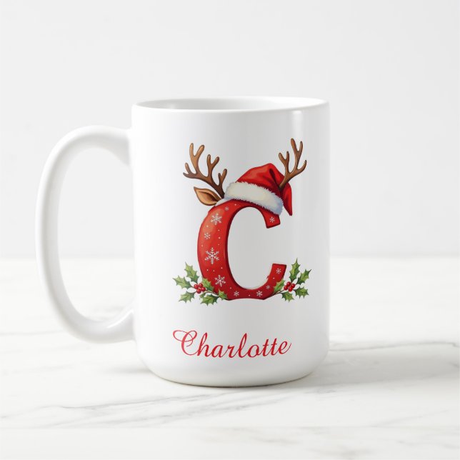 Mug Monogram initial c snowflakes merry Christmas  (Gauche)