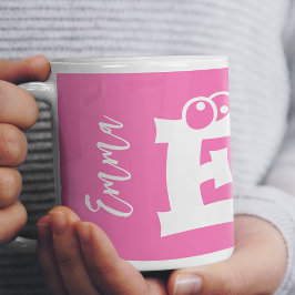 Mug Monogram initial name script modern pink