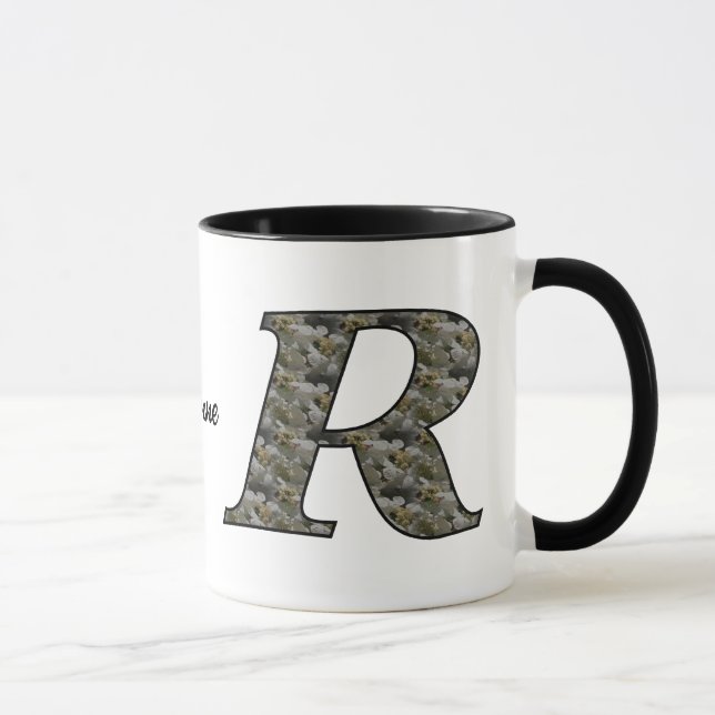Mug Monogram Initial R Hydrangea Flowers Personalized (Droite)