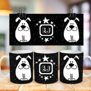 Mug Monogram mignon Doodle chien avec étoiles