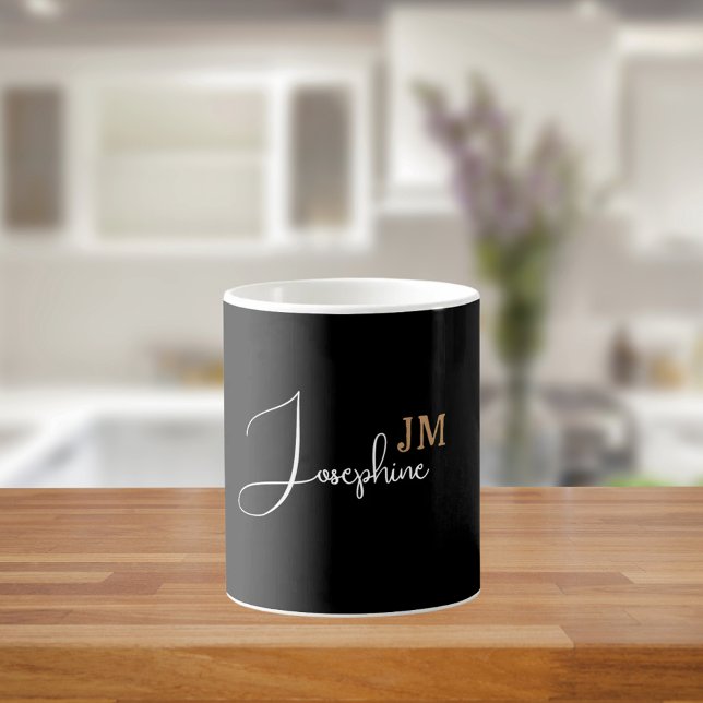 Mug Monogram name black gold modern (Créateur téléchargé)