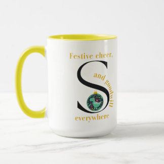 Mug Monogram S Dinosaur Festive Cheer et Bonne Volonté