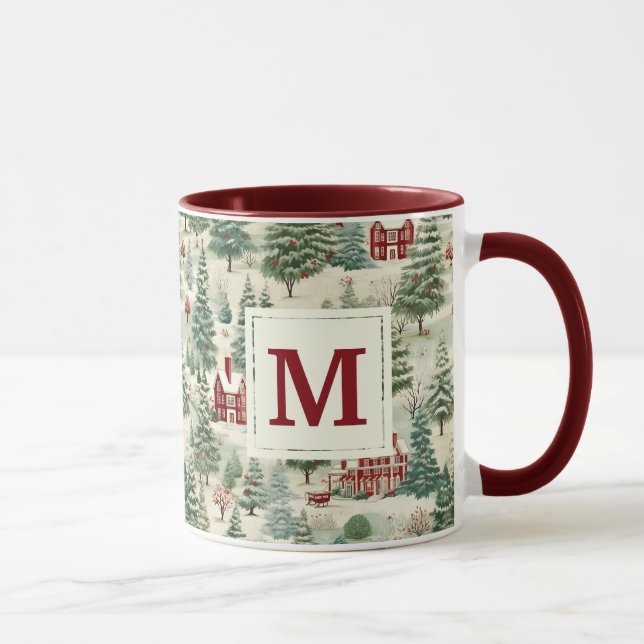 Mug Monogram Woodland Rustic Country Christmas mignonn (Droite)