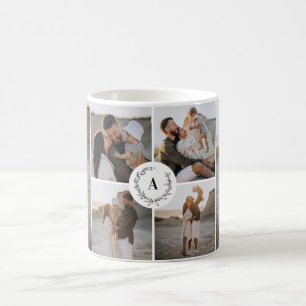 Mug Monogram wreath moderne élégant collage photo
