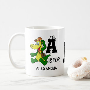 Mug Monogramme A personnalisé est pour Alligator drôle