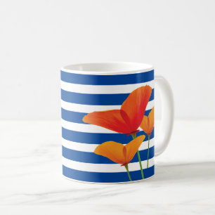 Mug Monogramme à rayures bleu chic