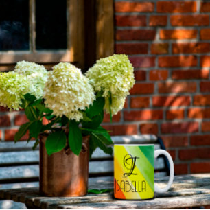 Mug monogramme Abstrait de nom arc-en-ciel