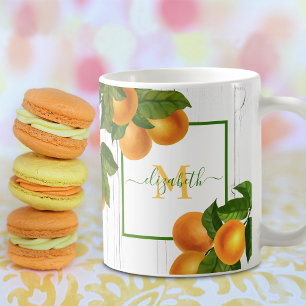 Mug Monogramme agrumes rustiques oranges aquarelle boi