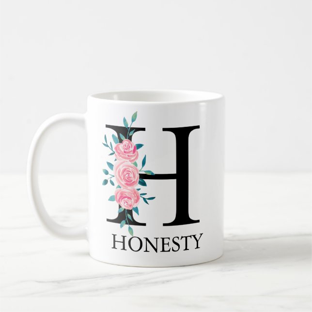 Mug Monogramme Aquarelle Lettre Unique Personnalisée C (Gauche)