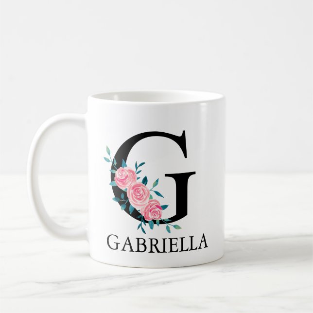 Mug Monogramme Aquarelle Lettre Unique Personnalisée G (Gauche)